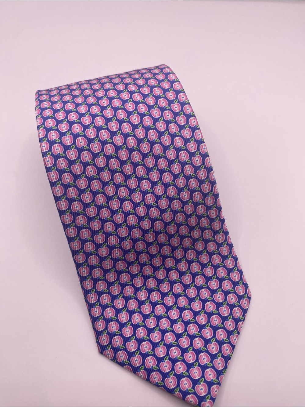 Jos. A. Bank Purple Tie with Pink Floral Medallions